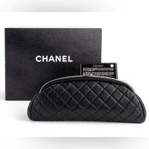 Chanel Timeless Clutch Quilted Lambskin with Box and Authenticity card.
